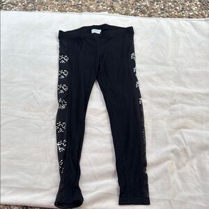Poof! .  Black Leggings with Floral Side Pattern